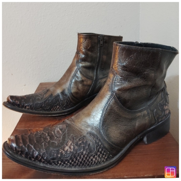 Aldo Distressed Western Cowboy Ankle Boots Size 41 - Picture 2 of 9